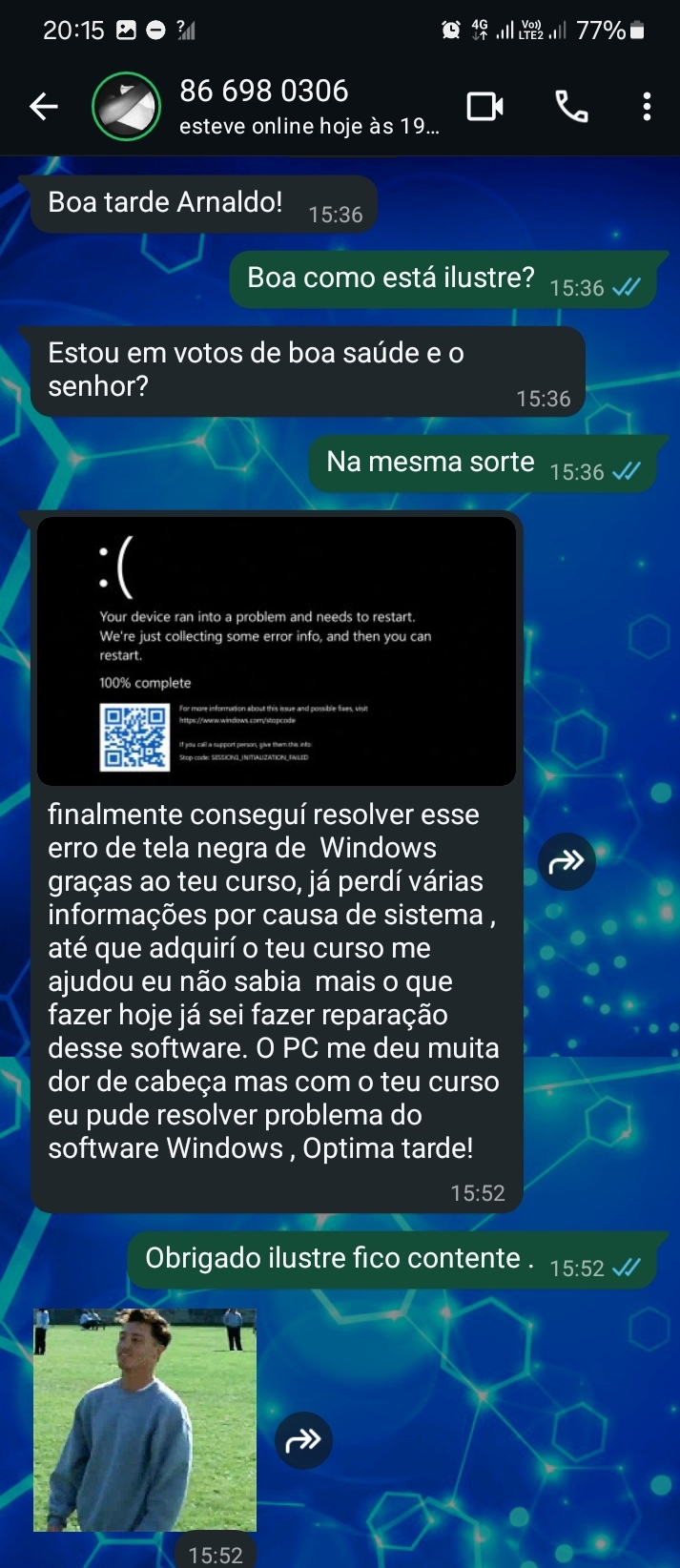 Depoimento real de aluno do curso no WhatsApp 8